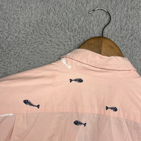 J Crew Shirt Men's medium Pink Flex Fishbone Graphic All over Casual Mercantile - Picture 10 of 14